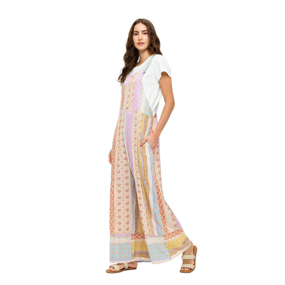 Patchwork Multi-Color Wide-Leg Jumpsuit - Picture 2 of 3